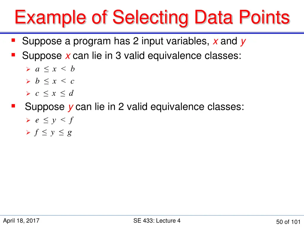 example of selecting data points