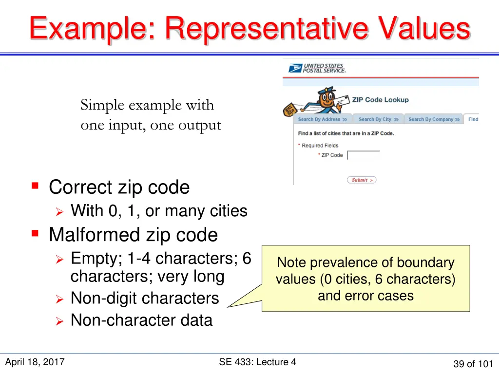 example representative values