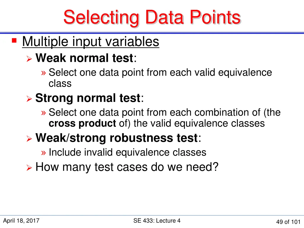 selecting data points multiple input variables