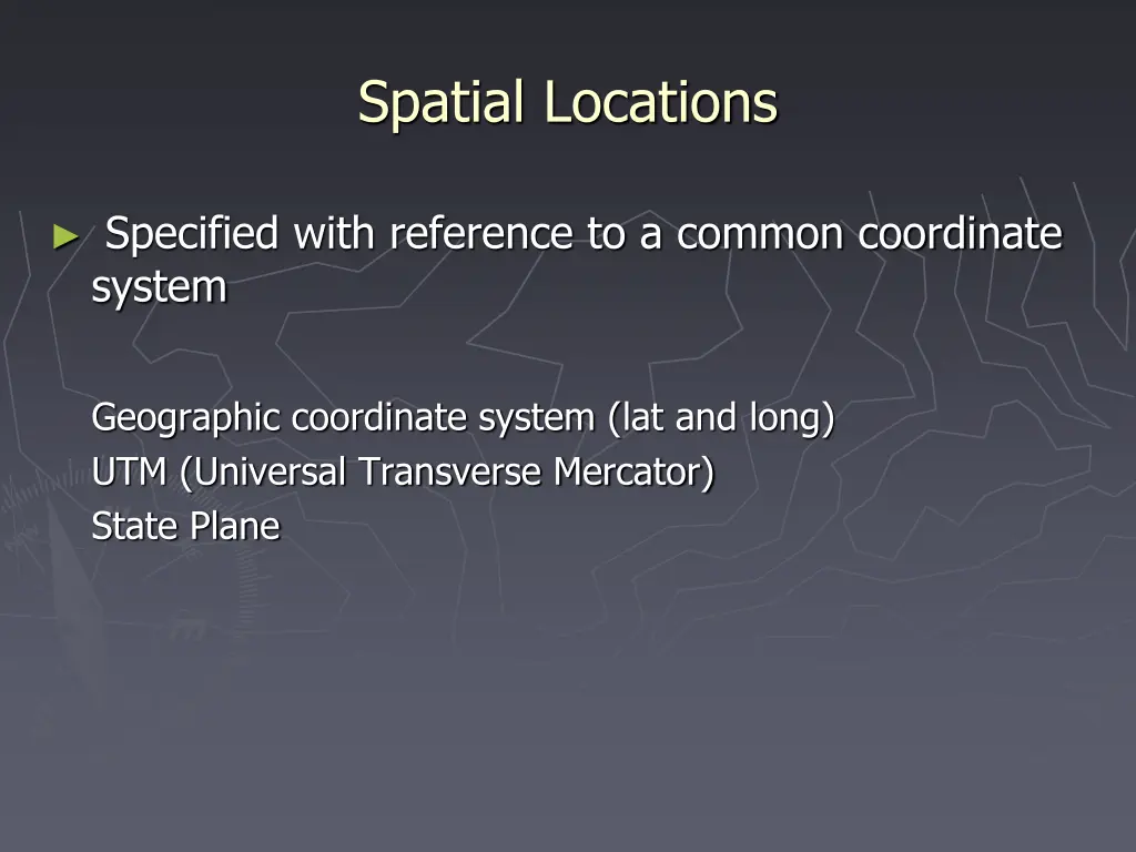 spatial locations