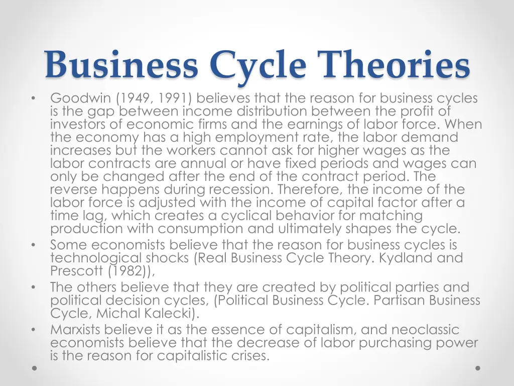 business cycle theories goodwin 1949 1991