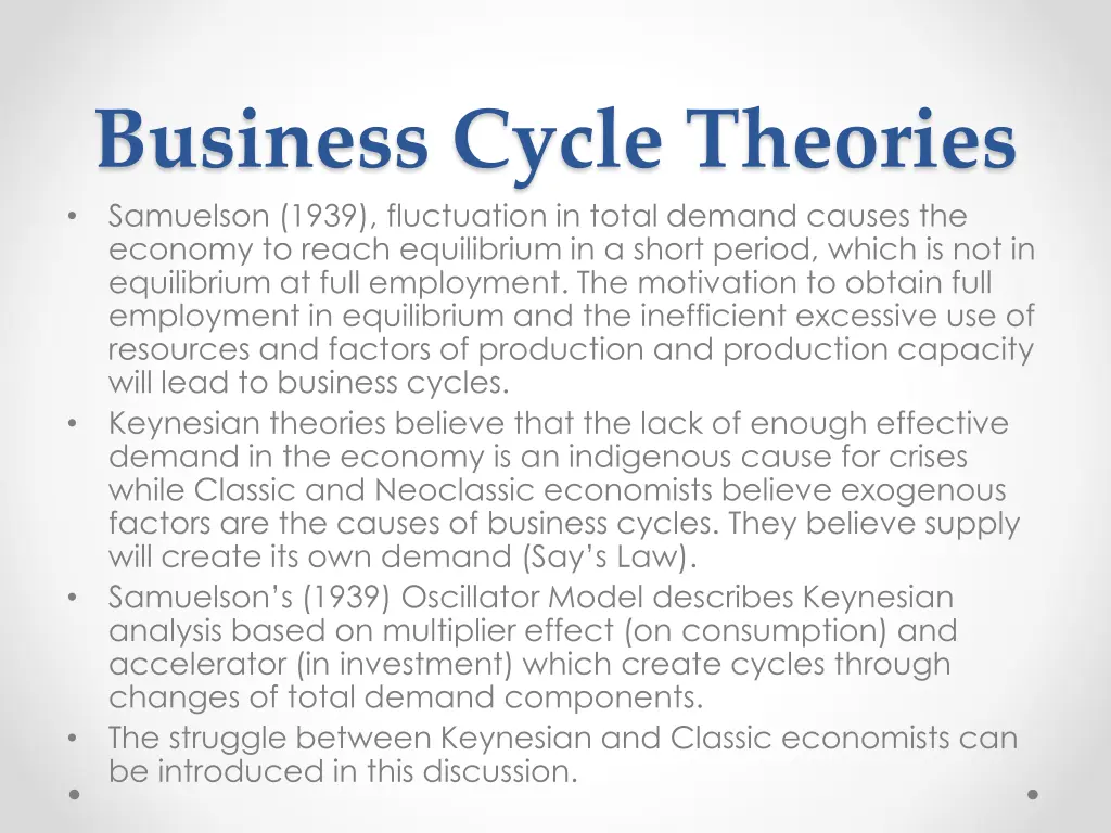 business cycle theories samuelson 1939