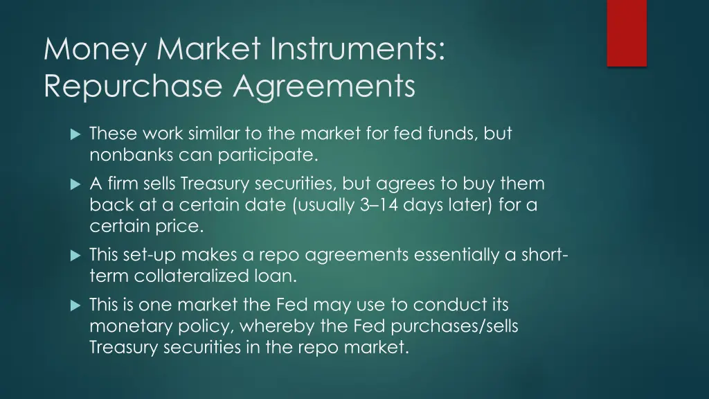 money market instruments repurchase agreements