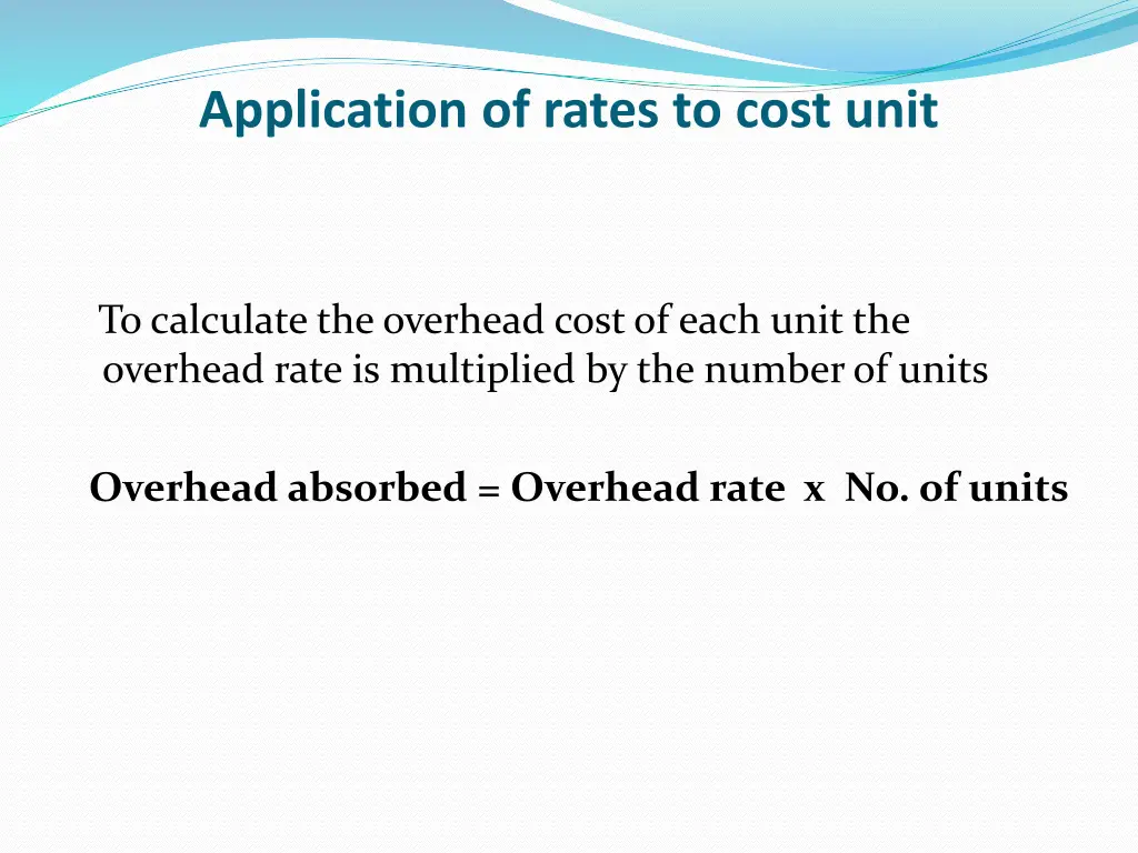 application of rates to cost unit