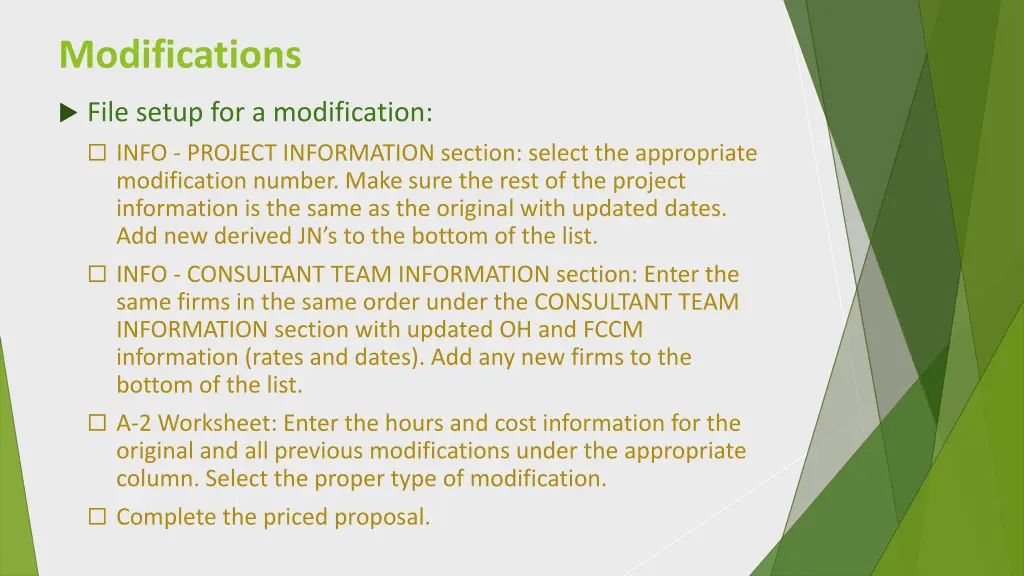 modifications
