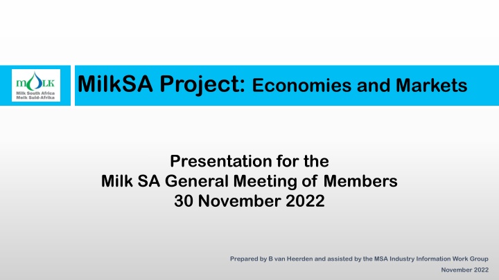 milksa project economies and markets