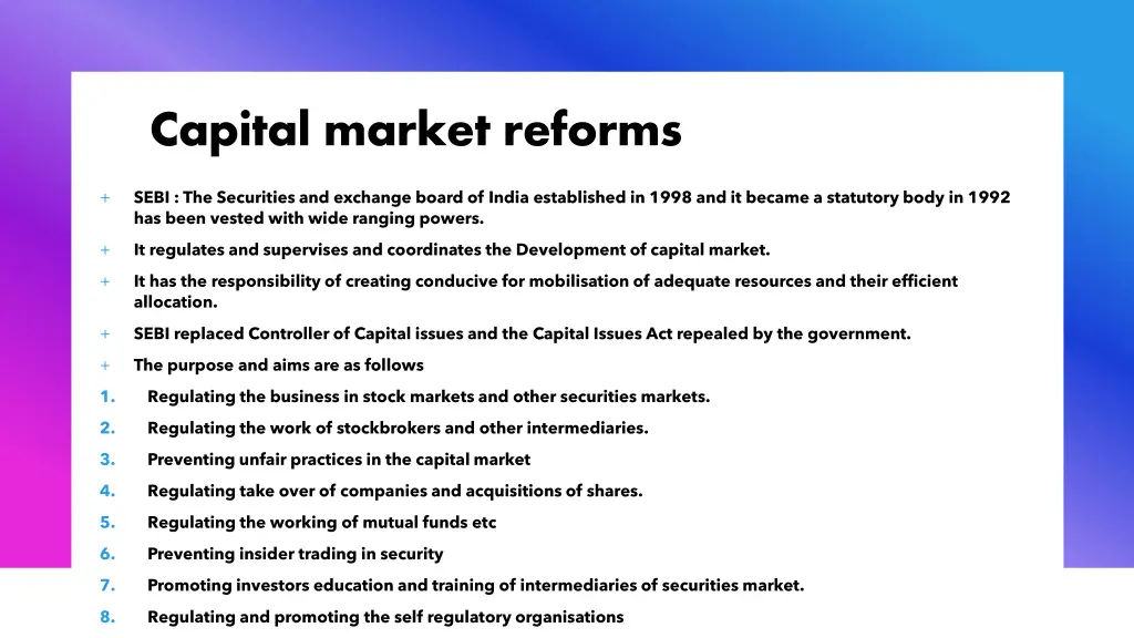 capital market reforms
