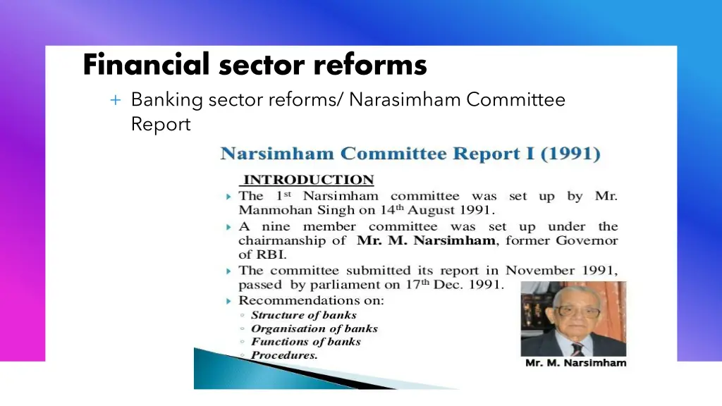 financial sector reforms banking sector reforms
