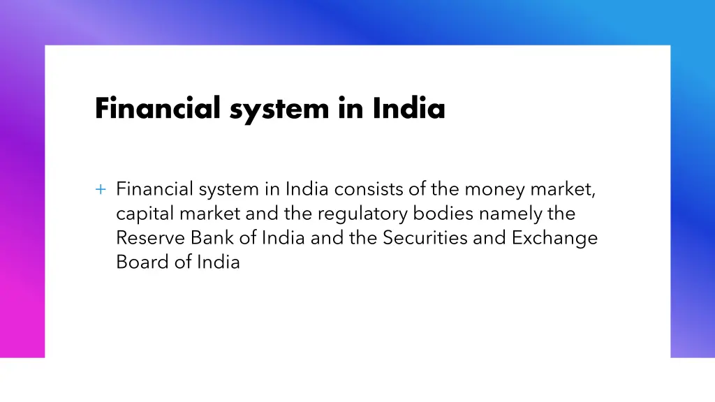 financial system in india