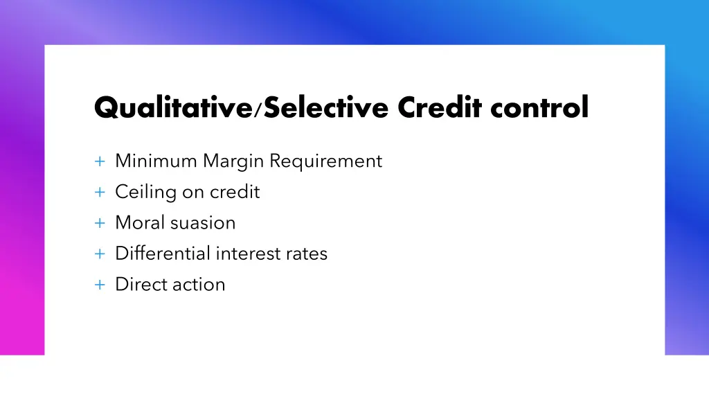qualitative selective credit control