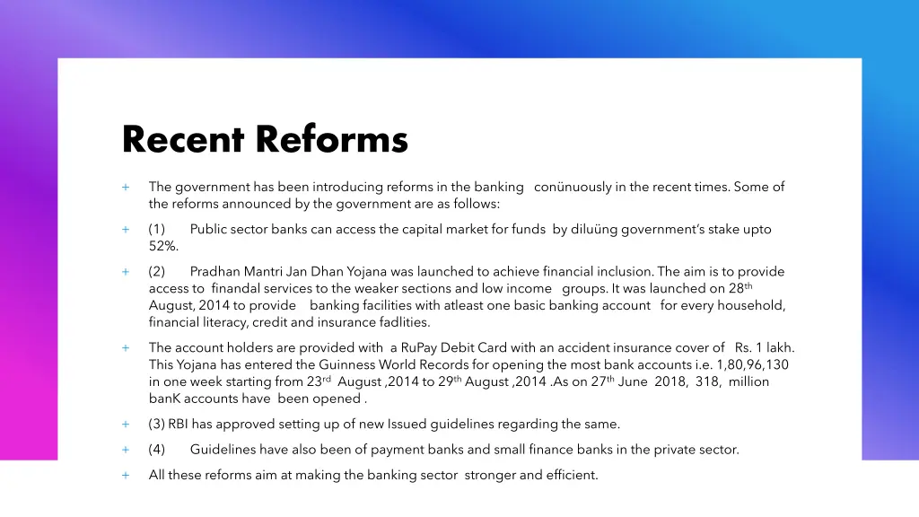 recent reforms