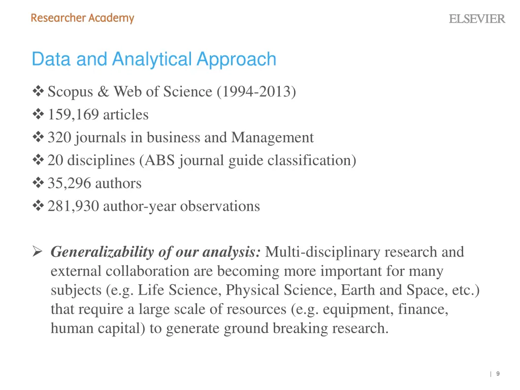 data and analytical approach