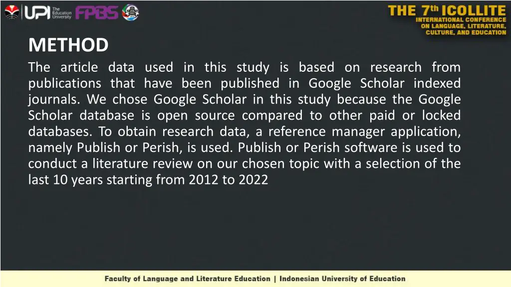 method the article data used in this study