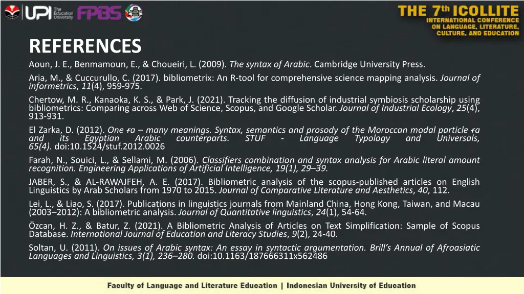 references aoun j e benmamoun e choueiri l 2009