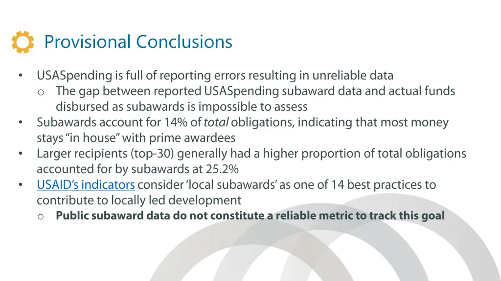 provisional conclusions