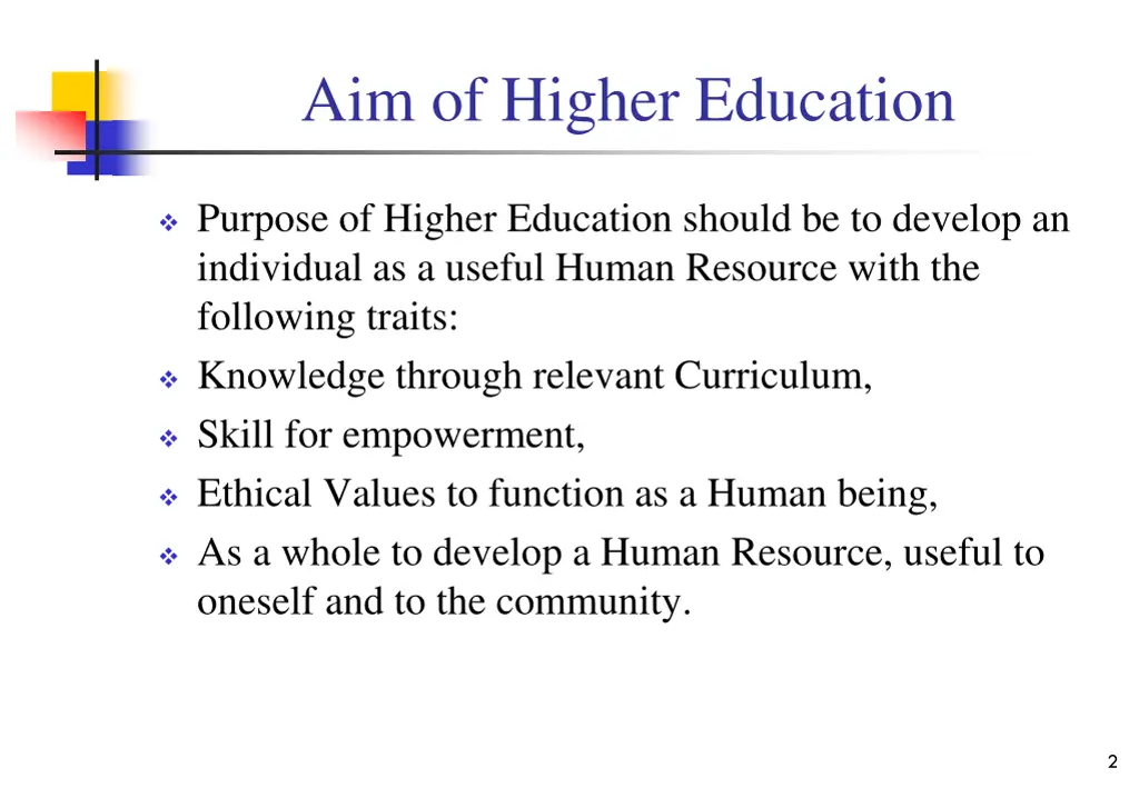 aim of higher education