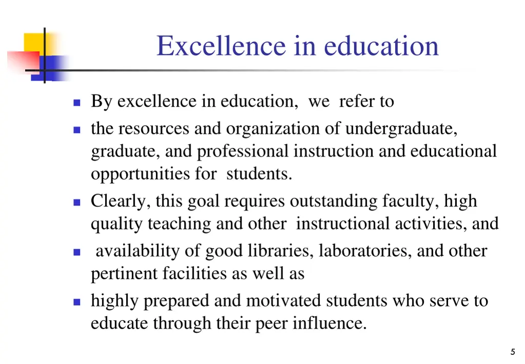 excellence in education