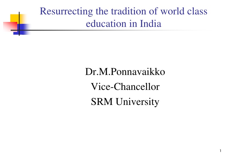 resurrecting the tradition of world class