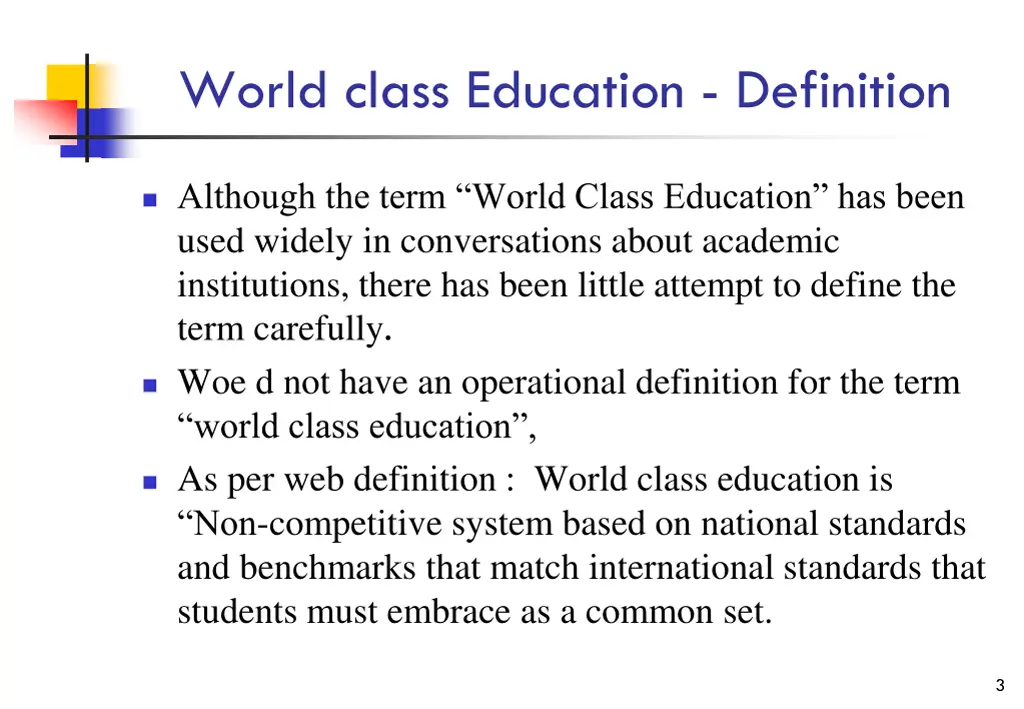 world class education definition