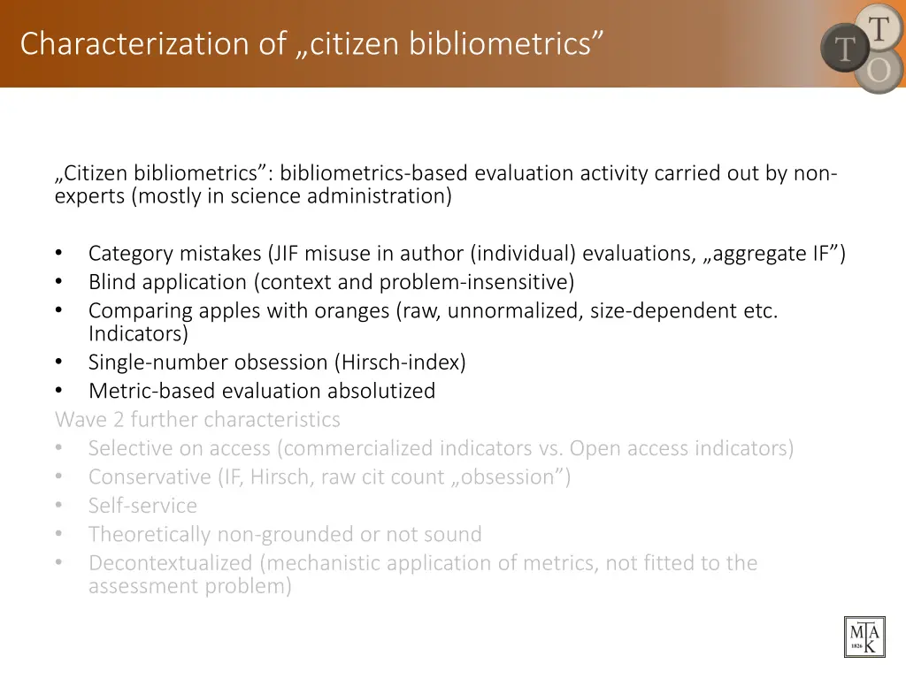 characterization of citizen bibliometrics
