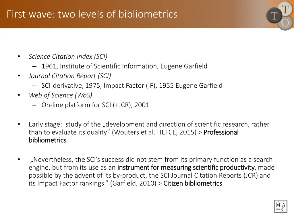 first wave two levels of bibliometrics