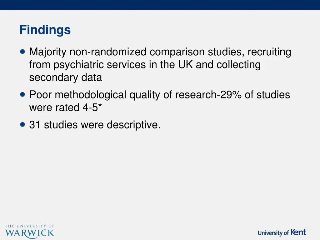 findings majority non randomized comparison