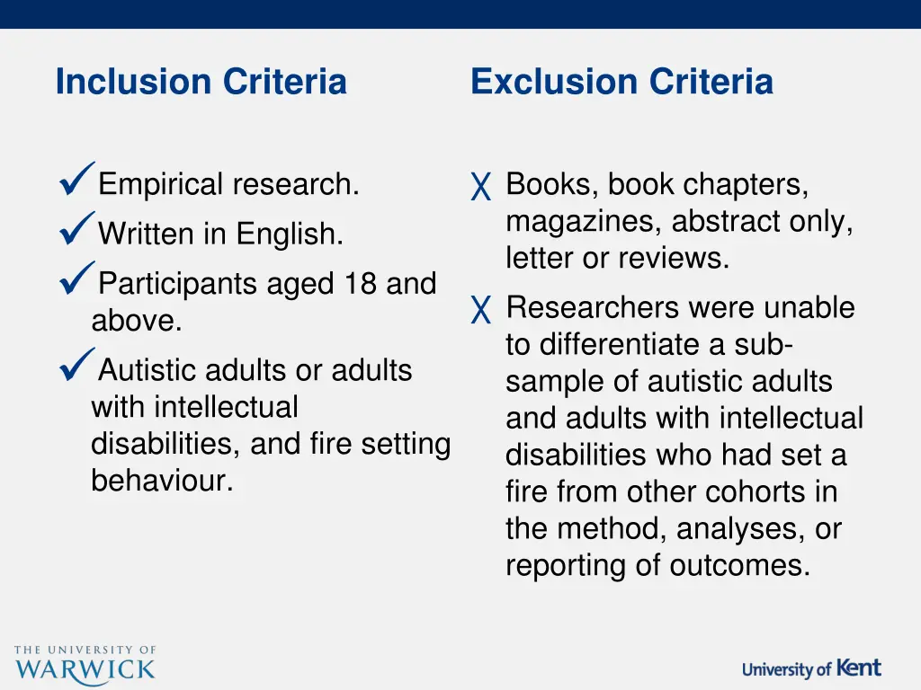 inclusion criteria