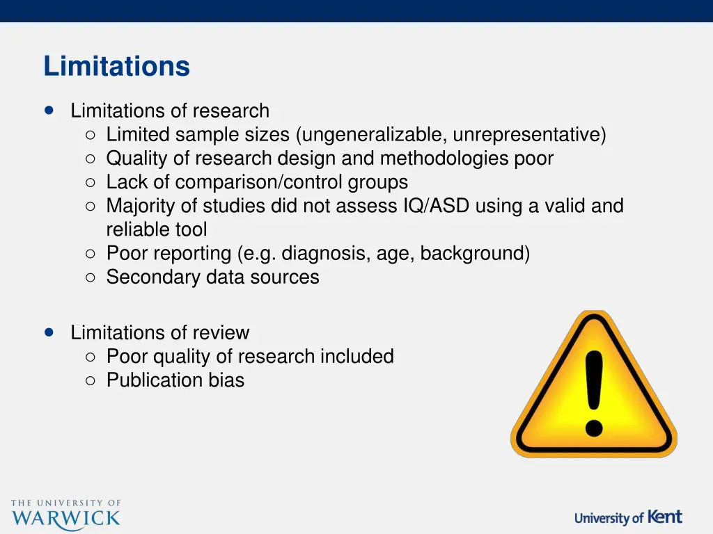 limitations limitations of research o limited