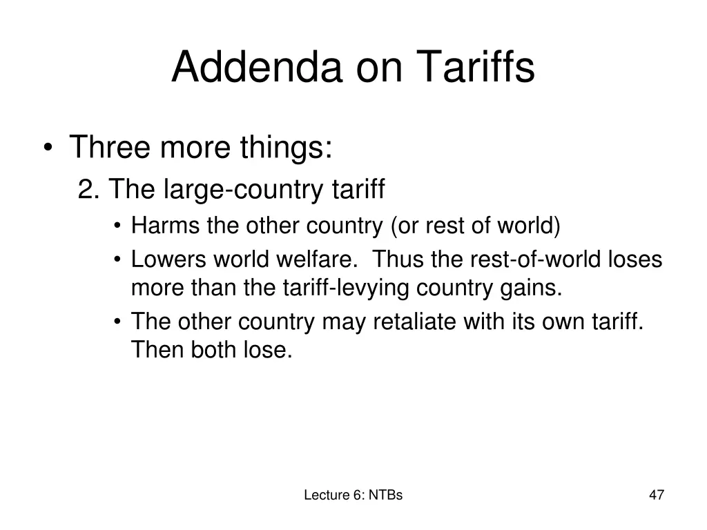 addenda on tariffs 1