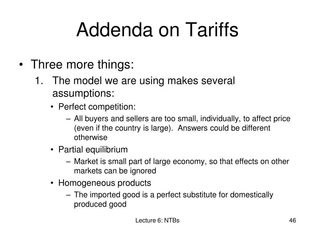 addenda on tariffs