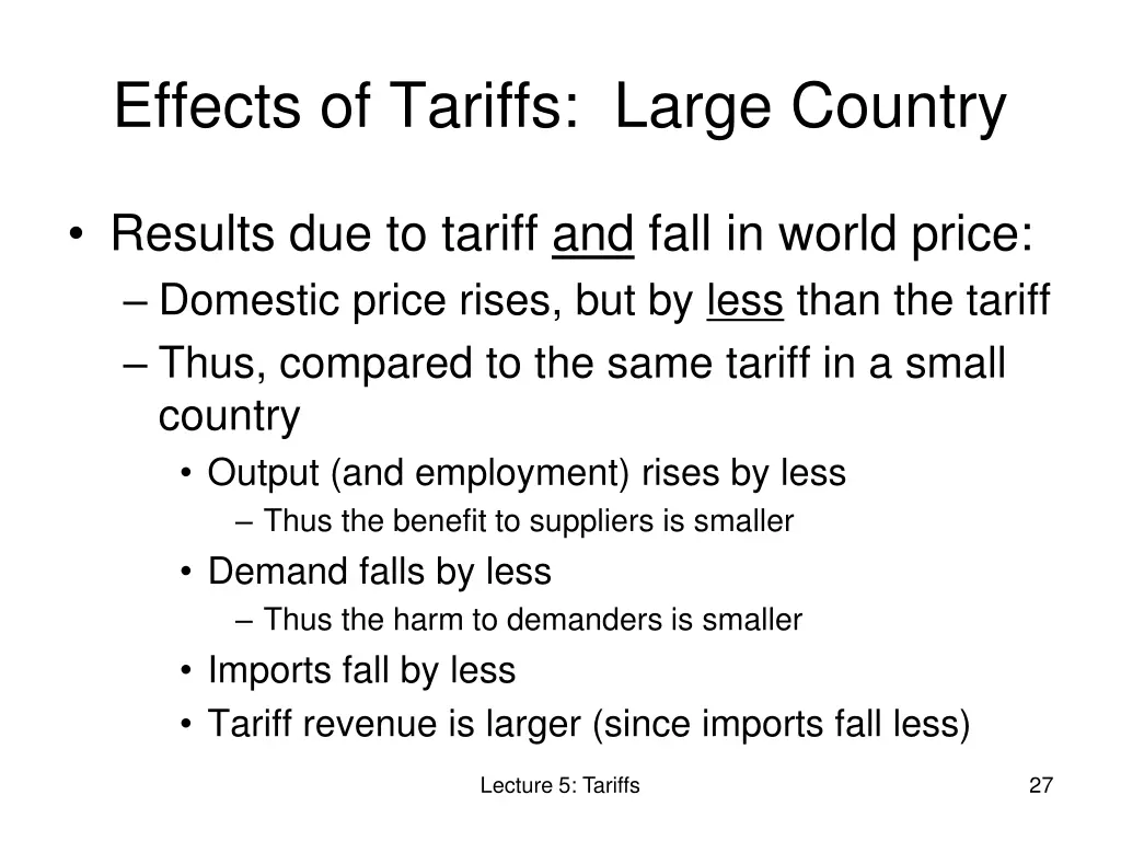 effects of tariffs large country 1