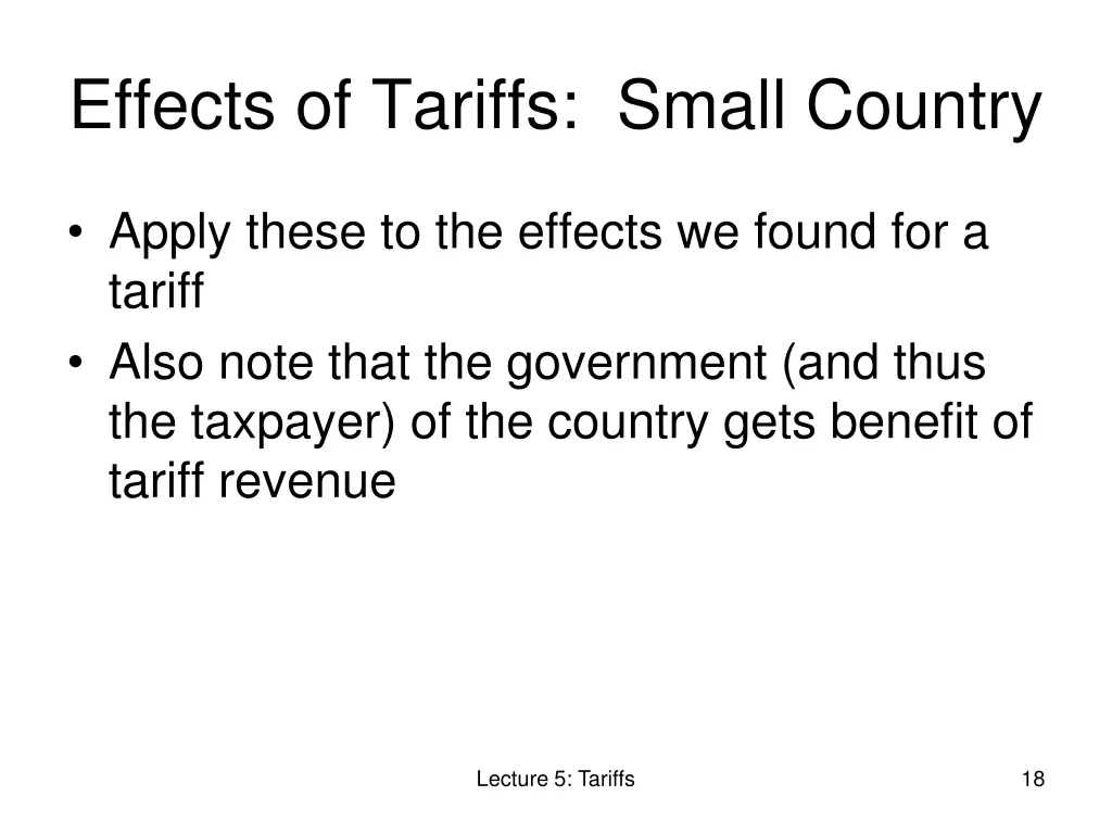 effects of tariffs small country 3