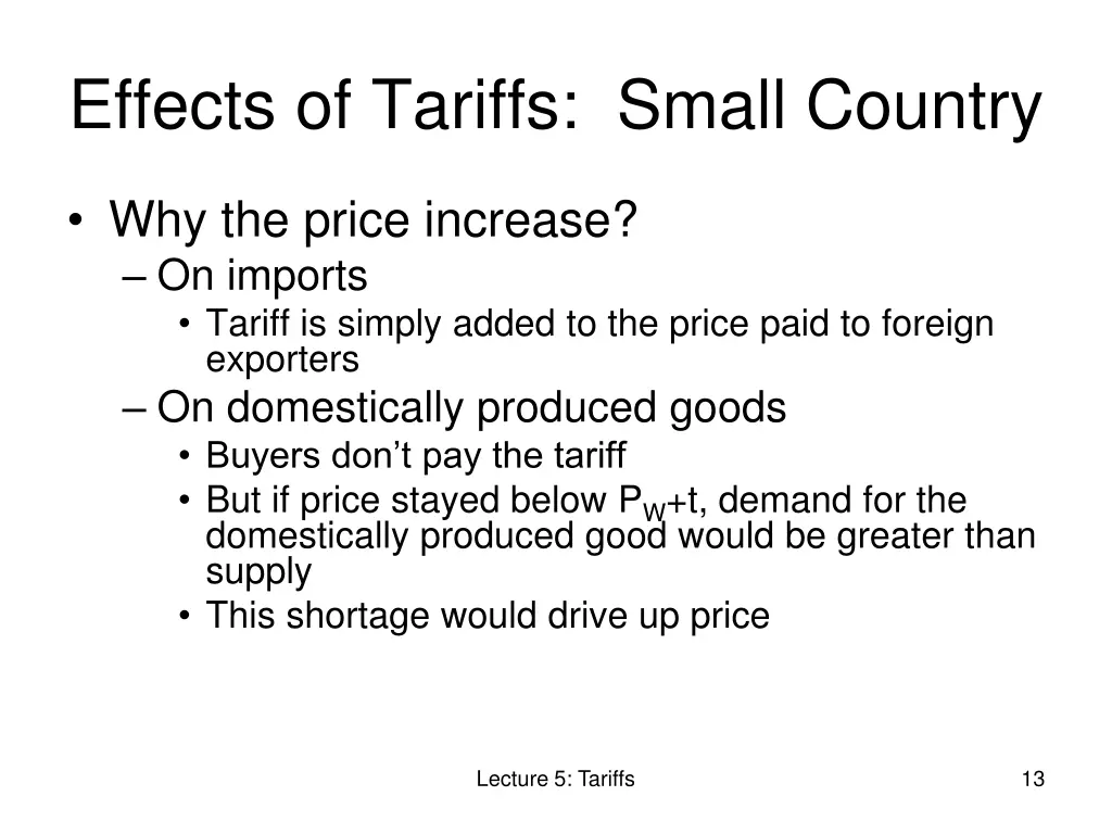 effects of tariffs small country