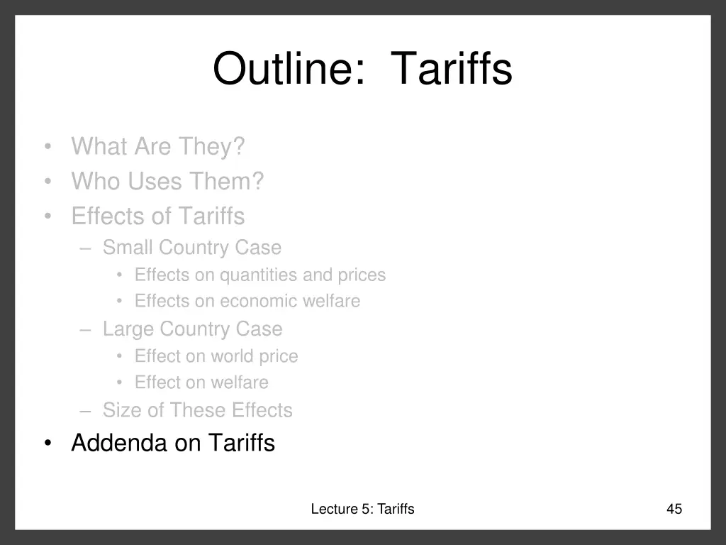 outline tariffs 5