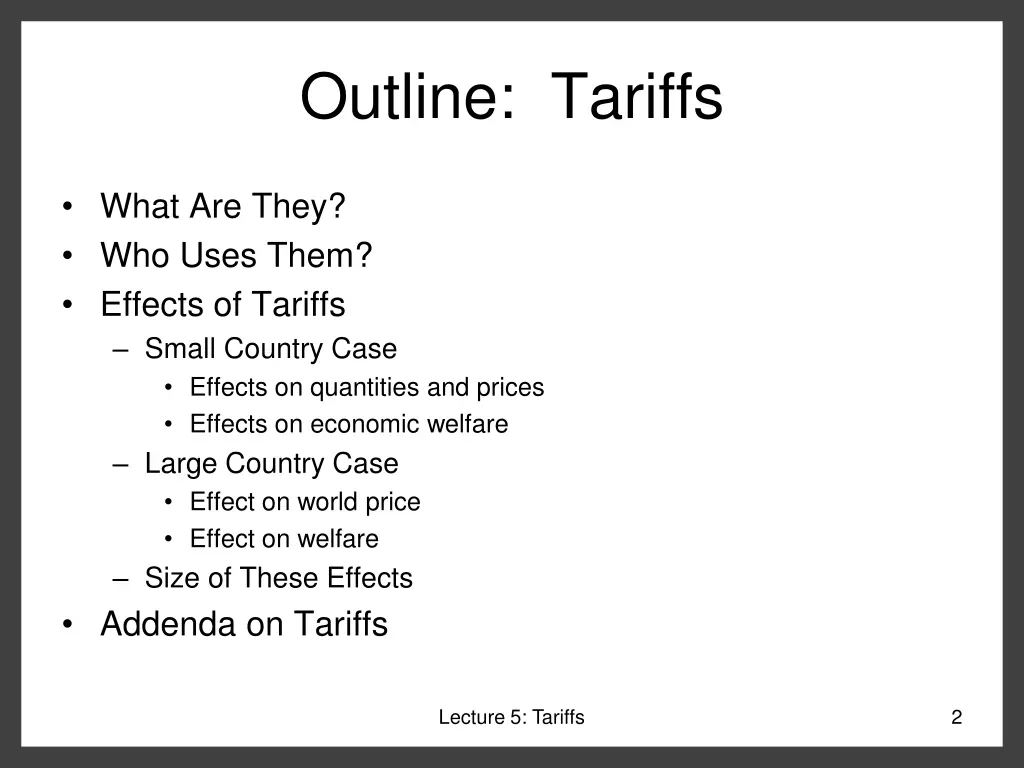 outline tariffs