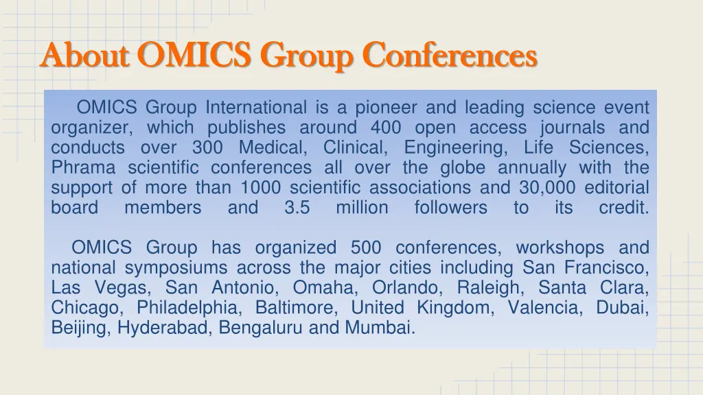 about omics group conferences about omics group