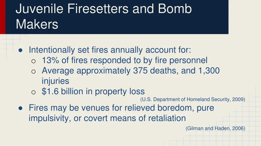 juvenile firesetters and bomb makers 1