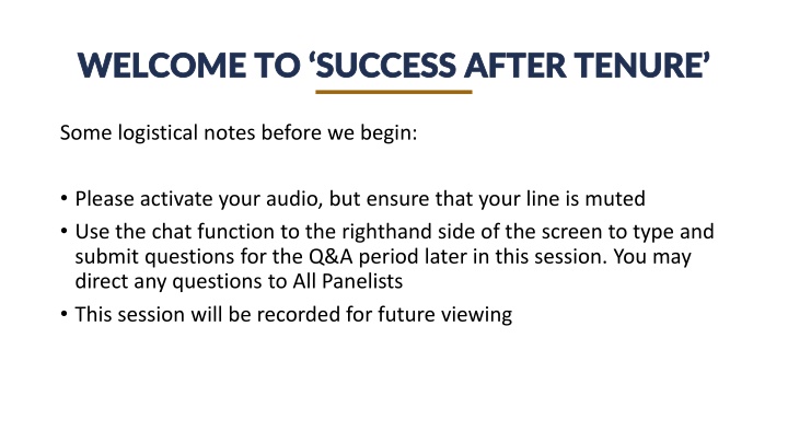 welcome to success after tenure welcome