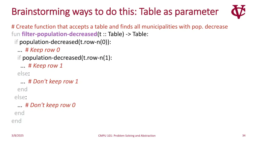 brainstorming ways to do this table as parameter