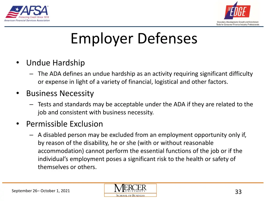 employer defenses