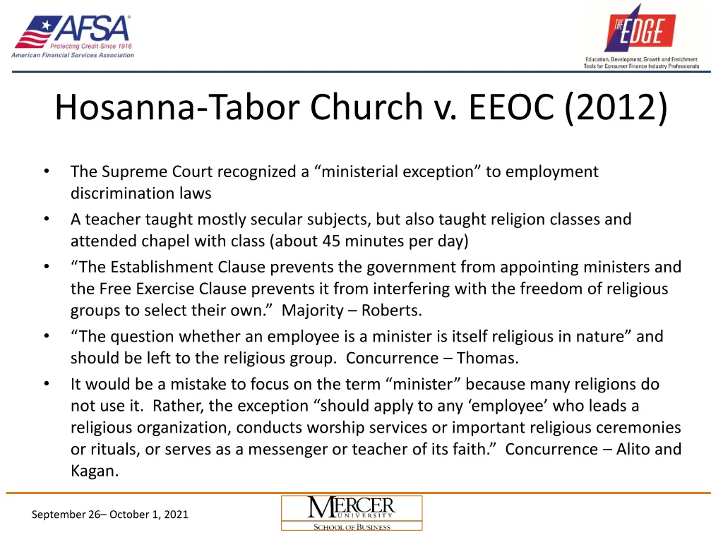 hosanna tabor church v eeoc 2012