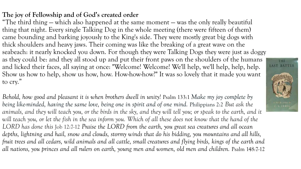 the joy of fellowship and of god s created order