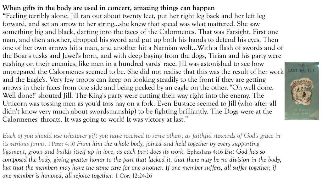 when gifts in the body are used in concert