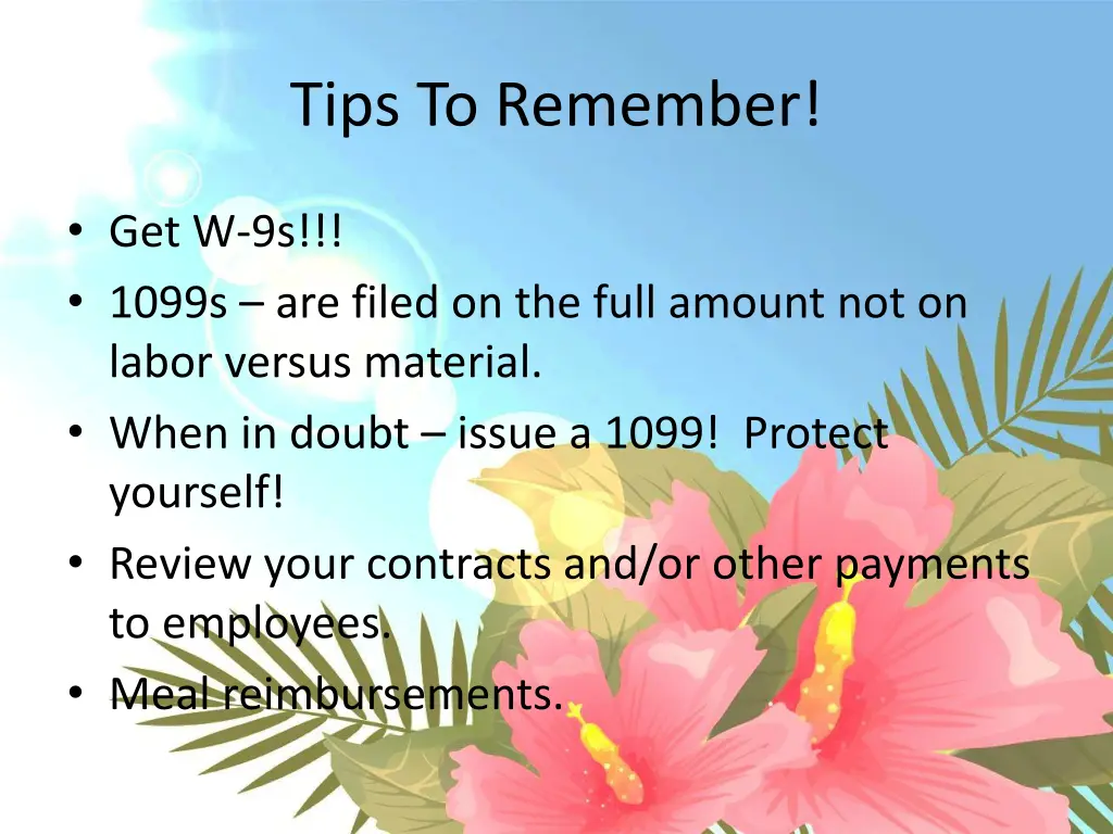 tips to remember