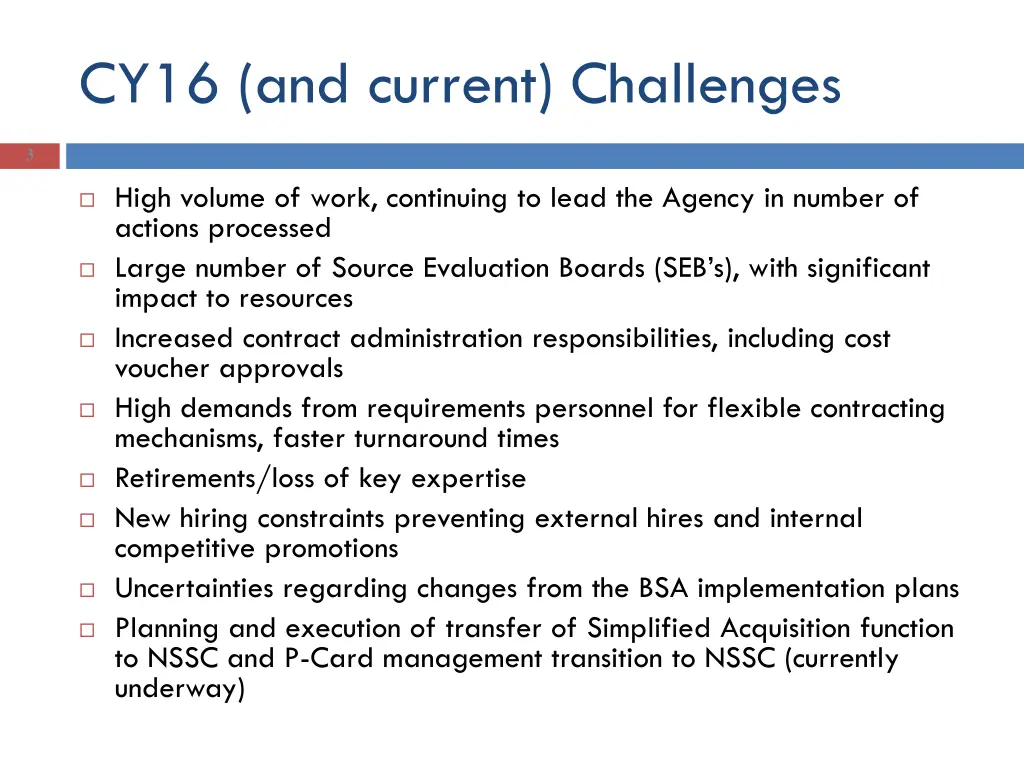 cy16 and current challenges
