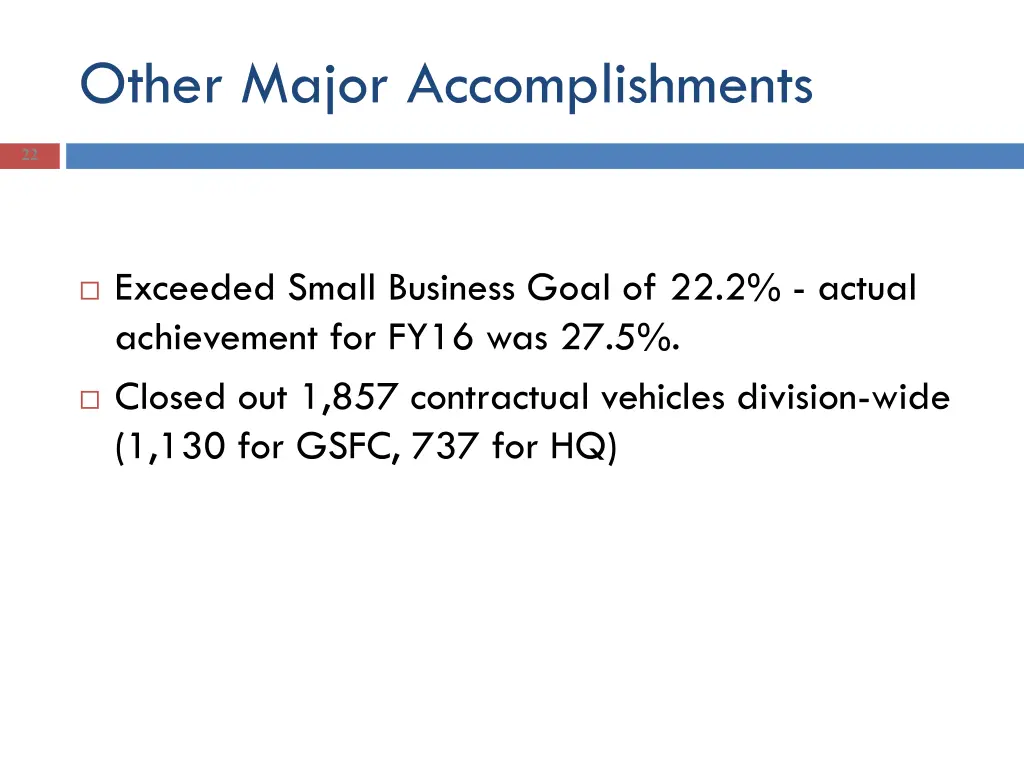other major accomplishments