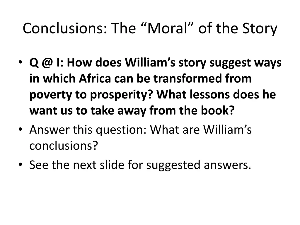 conclusions the moral of the story