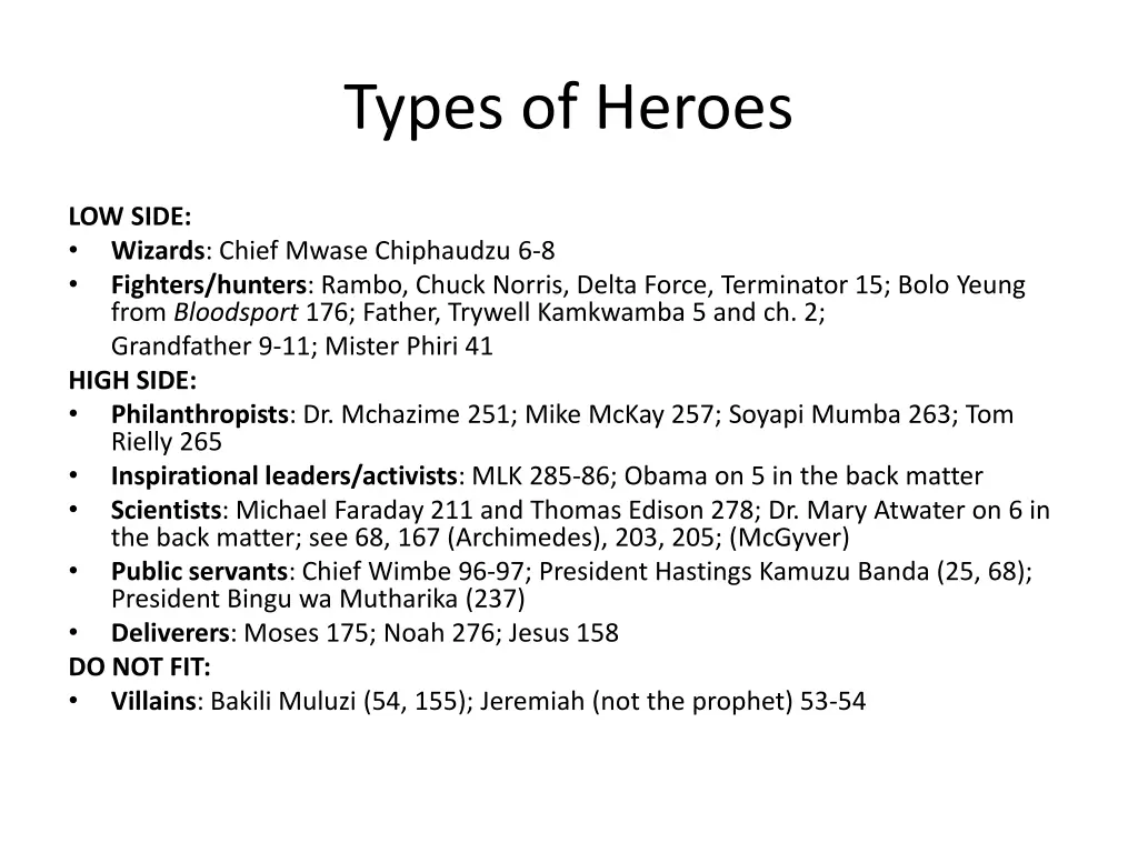 types of heroes