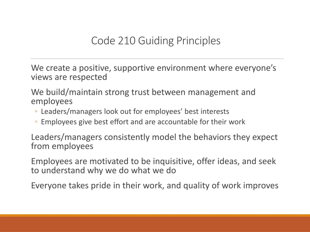 code 210 guiding principles