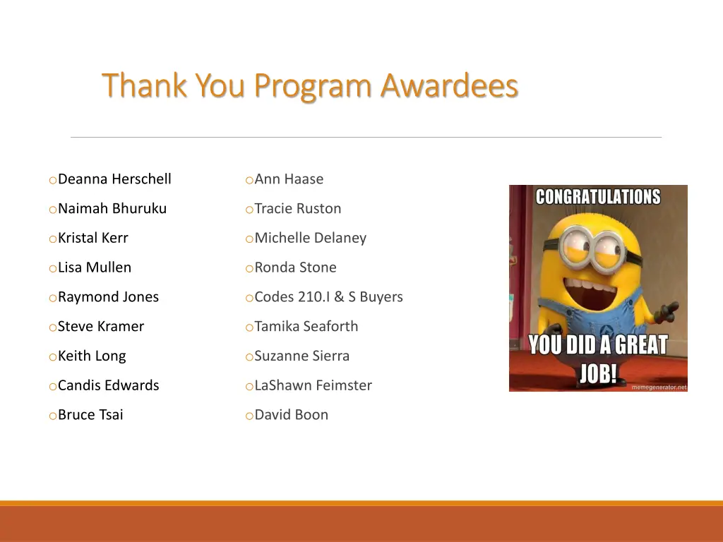 thank you program awardees